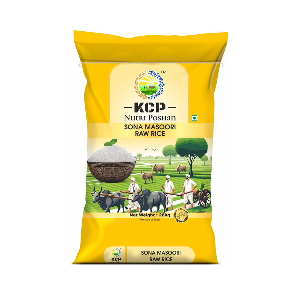 KCP Nutri Poshan Sona Masoori Raw Rice 26 Kg pack